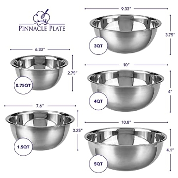Pinnacle Plate Stainless Steel Mixing Bowls - Versatile Kitchen Set