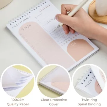 Stylish Daily Planner Notepad with 60 Pages and Cover