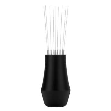 Normcore WDT Distribution Tool with Stand V3-9 Prong Needle Espresso Stirrer - 18 Needles 0.25mm / 0.3mm Thick Spring Wires - Weiss Distribution Technique - Anodized Aluminum Handle