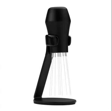Normcore WDT Distribution Tool with Stand V3-9 Prong Needle Espresso Stirrer - 18 Needles 0.25mm / 0.3mm Thick Spring Wires - Weiss Distribution Technique - Anodized Aluminum Handle