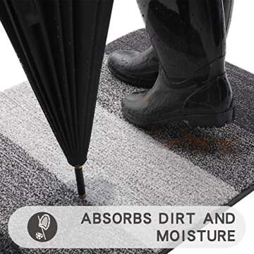 Kitinjoy Indoor Door Mat, 32x20 Non-Slip Absorbent Dirt Trapper Entrance Mat, Low-Profile Washable I...