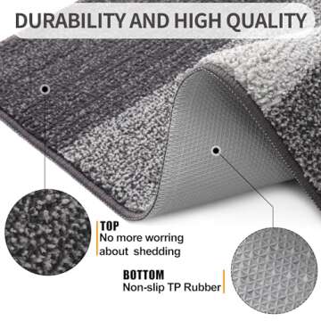 Kitinjoy Indoor Door Mat, 32x20 Non-Slip Absorbent Dirt Trapper Entrance Mat, Low-Profile Washable Inside Floor Mat, Sturdy Soft Entry Doormats for Entryway, Grey