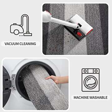 Kitinjoy Indoor Door Mat, 32x20 Non-Slip Absorbent Dirt Trapper Entrance Mat, Low-Profile Washable Inside Floor Mat, Sturdy Soft Entry Doormats for Entryway, Grey