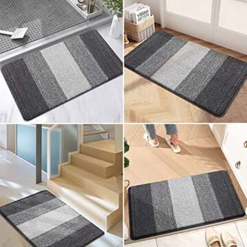Kitinjoy Indoor Door Mat, 32x20 Non-Slip Absorbent Dirt Trapper Entrance Mat, Low-Profile Washable Inside Floor Mat, Sturdy Soft Entry Doormats for Entryway, Grey