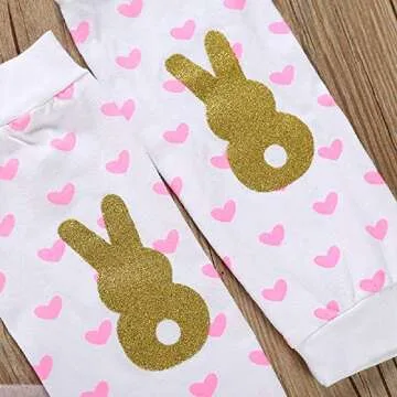 XFGLCK Newborn Baby Girls Easter Outfit Bunny Letter Print Bodysuit+ Tutu Skirt+ Headband +Leg Warmers Clothes Set