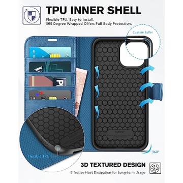 TUCCH iPhone 13 Pro Max Wallet Case RFID Blocking Shockproof