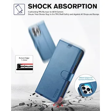 TUCCH iPhone 13 Pro Max Wallet Case RFID Blocking Shockproof