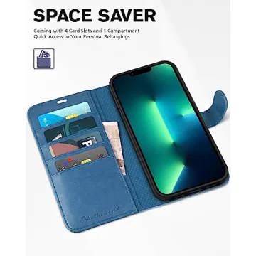 TUCCH iPhone 13 Pro Max Wallet Case RFID Blocking Shockproof