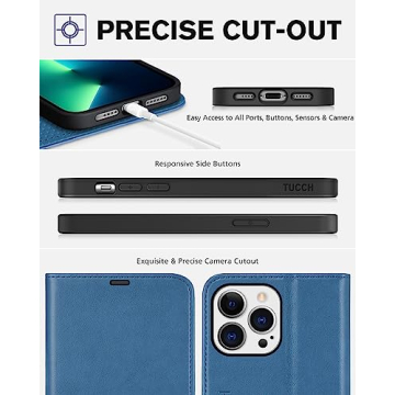 TUCCH iPhone 13 Pro Max Wallet Case RFID Blocking Shockproof