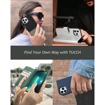 TUCCH iPhone 13 Pro Max Wallet Case RFID Blocking Shockproof