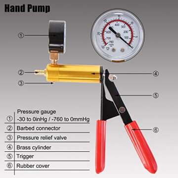 YSTOOL Brake and Clutch Fluid Hand Pump Vacuum Bleeder Tool Kit Brake Oil Change Power Steering Fluid Bleeding Set with Hand Pump Jar Adapters for Auto Car Truck Motorcycle Use