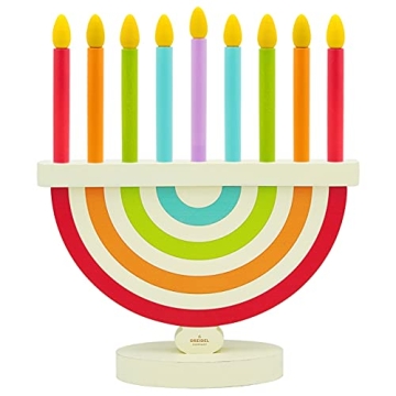 The Dreidel Company Hanukkah Children Wooden Chanukah Menorah with Removable Candles (Single)