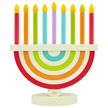 The Dreidel Company Hanukkah Children Wooden Chanukah Menorah with Removable Candles (Single)