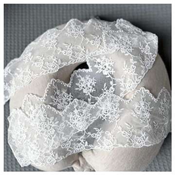 SuiGlory White Lace Trim Ribbon, Wide Embroidery Floral Sewing Lace Trim for Craft Sewing, Wedding/B...