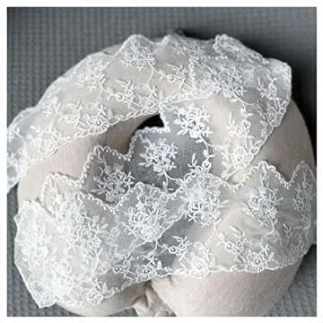 SuiGlory White Lace Trim Ribbon, Wide Embroidery Floral Sewing Lace Trim for Craft Sewing, Wedding/B...