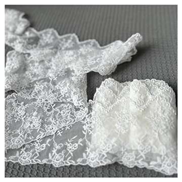 SuiGlory White Lace Trim Ribbon, Wide Embroidery Floral Sewing Lace Trim for Craft Sewing, Wedding/Bridal Decoration, Home Decoration, Packaging, 5 Yards