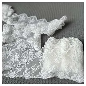 SuiGlory White Lace Trim Ribbon, Wide Embroidery Floral Sewing Lace Trim for Craft Sewing, Wedding/Bridal Decoration, Home Decoration, Packaging, 5 Yards