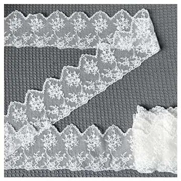 SuiGlory White Lace Trim Ribbon, Wide Embroidery Floral Sewing Lace Trim for Craft Sewing, Wedding/Bridal Decoration, Home Decoration, Packaging, 5 Yards
