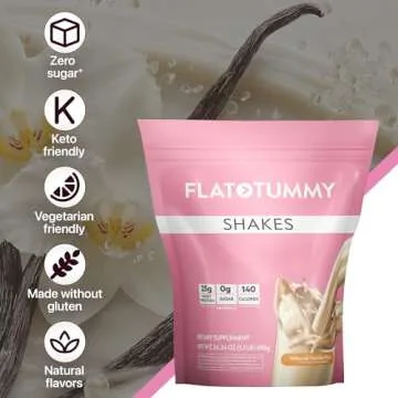 Flat Tummy Shakes - Vanilla, 20 Servings, EBT Eligible – Post GLP-1 Protein Supplement, High Protein, Zero Sugar, Keto-Friendly Meal Replacement with Clinically Studied Morosil®