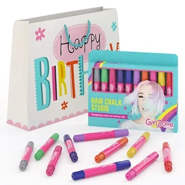GirlZone Hair Chalks Set - 10 Colorful Hair Chalks for Kids