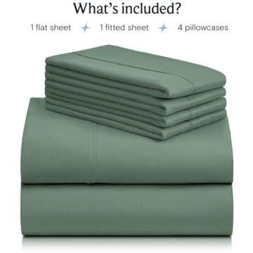 LuxClub 6 PC Full Sheet Set, Breathable Luxury Bed Sheets, Deep Pockets 18" Eco Friendly Wrinkle Fre...