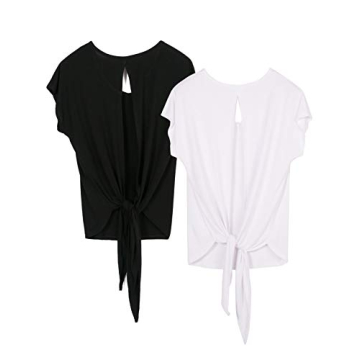 icyzone Open Back Workout Tops for Women - Athletic Activewear T-Shirts Exercise Yoga Shirts (Pack o...