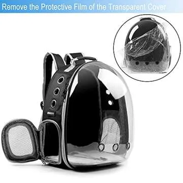 BEIKOTT Cat Backpack Carriers, Dog Backpack, Pet Backpack for Small Cats Puppies Dogs Bunny, Airline-Approved Ventilate Transparent Bubble Backpack for Travel and Outdoor(Black)