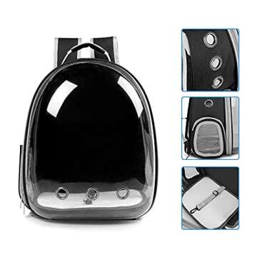 BEIKOTT Cat Backpack Carriers, Dog Backpack, Pet Backpack for Small Cats Puppies Dogs Bunny, Airline-Approved Ventilate Transparent Bubble Backpack for Travel and Outdoor(Black)
