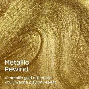 OPI Nail Lacquer Metallic Rewind | Opaque Bright Gold Metallic Chip Resistant Nail Polish | Metallic Mega Mix Collection