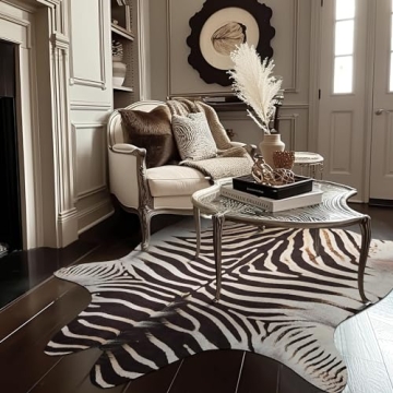 jinchan Zebra Print Faux Cowhide Rug Perfect for Homes