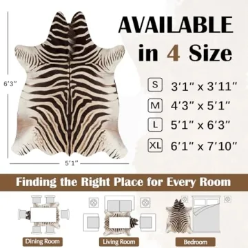jinchan Zebra Print Faux Cowhide Rug Perfect for Homes