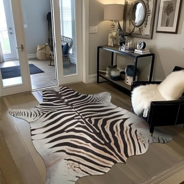 jinchan Zebra Print Faux Cowhide Rug Perfect for Homes