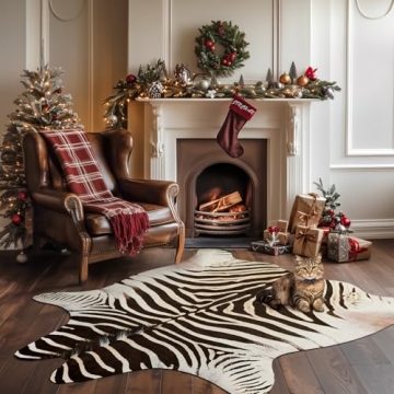jinchan Zebra Print Faux Cowhide Rug Perfect for Homes