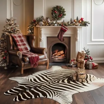 jinchan Zebra Print Faux Cowhide Rug Perfect for Homes