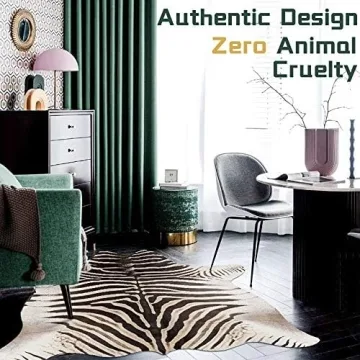 jinchan Zebra Print Faux Cowhide Rug Perfect for Homes