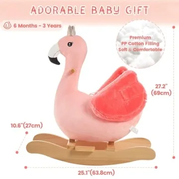 FUNLIO Flamingo Rocking Horse for Toddlers Up to 3 Years