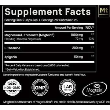 ELMNT Triple Sleep Magnesium Threonate with Apigenin & Theanine Natural Sleep Aid for Deep Sleep & C...