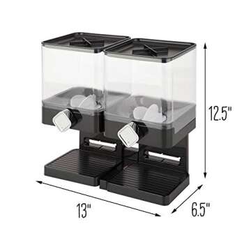 Honey-Can-Do Zevro Compact Dry Food Dispenser, Dual Control, Black/Chrome