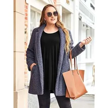 LARACE 3/4 Sleeve Shirts for Women Plus Size Tunic Dressy Top Loose Fit Flare T-Shirt(3X, Black)