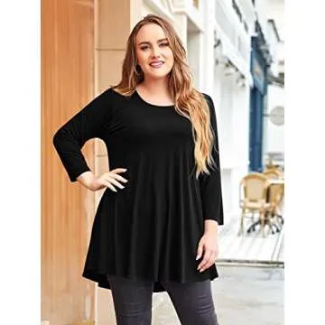 LARACE 3/4 Sleeve Plus Size Dressy Tunic Top