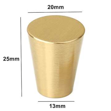 YANGQIHOME Pack of 10, Gold Brass Cabinet Knobs, 0.8 inch Diameter, Brushed Dresser Drawer Knobs Pul...