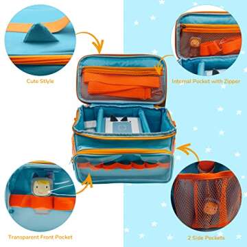 UPGRADED Carrying Bag for Toniebox Starter Set - Carrying Case for Toniebox, Tonie Figures ,Headphones and Charging Station, Portable Storage Bag with Shoulder Strap and Handle Bar, Cute Design