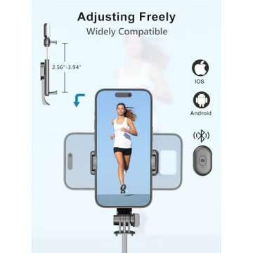 Cell Phone Tripod for iPhone, Extendable Selfie Stick with Wireless Remote, Selfie Stick Tripod with LED Light, Compatible with iPhone 15/14/14 pro/13/12/11/XS Max/XS/XR/X and Android Phone