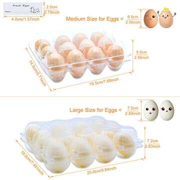 BULKBUY Egg Cartons 60 Packs, Clear Plastic Blank Egg Cartons with Free Labels, Holds up to 12 Eggs ...