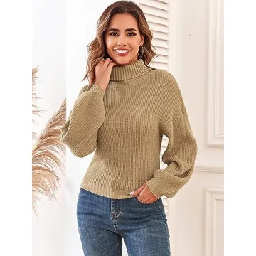 ZAFUL Women's Cropped Turtleneck Sweater for Stylish Comfort