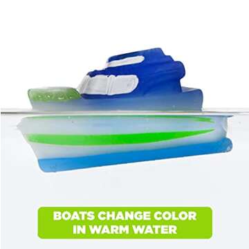 Idea Factory Color Changing Boat Bath Squirter Toys - Party Favors, Educational, Bath Toys