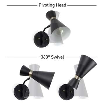 Globe Electric 65855 Belmont 1-Light Wall Sconce, Satin Black, Gold Accents, Bulb Not Included