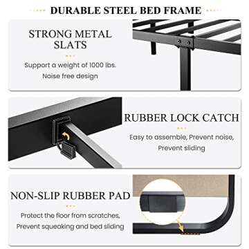 SHA CERLIN Full Size Platform Metal Bed Frame with Curved Upholstered Headboard and Footboard, Large Under Bed Storage, No Box Spring Needed, Modern, Beige