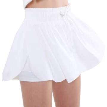 EXARUS 3 Pack Girls Butterfly Shorts Flowy Athletic Dance Cheer Running 2 in 1 Preppy Tennis Flutter...