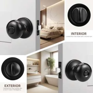 GOBEKOR Privacy Door Knobs - Modern Matte Black Design